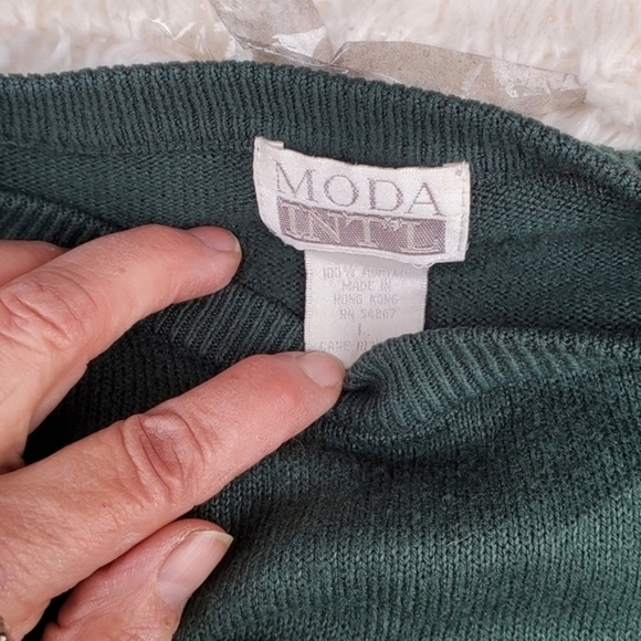 Moda International crewneck green‎ sweater L - Picture 6 of 11